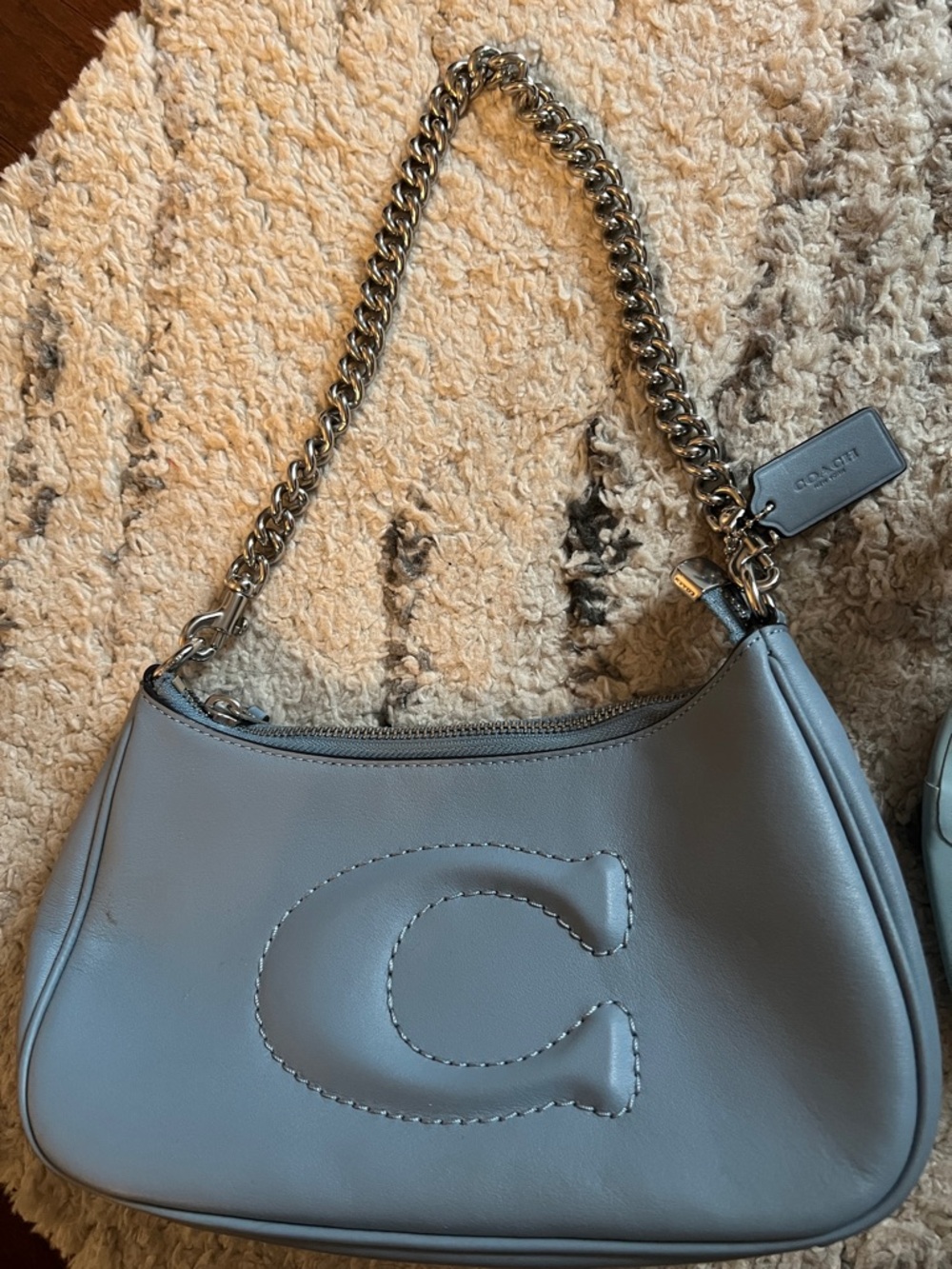 Coach Blue Leather Shoulder Bag and blue Sandals Set - Picture 3 of 6